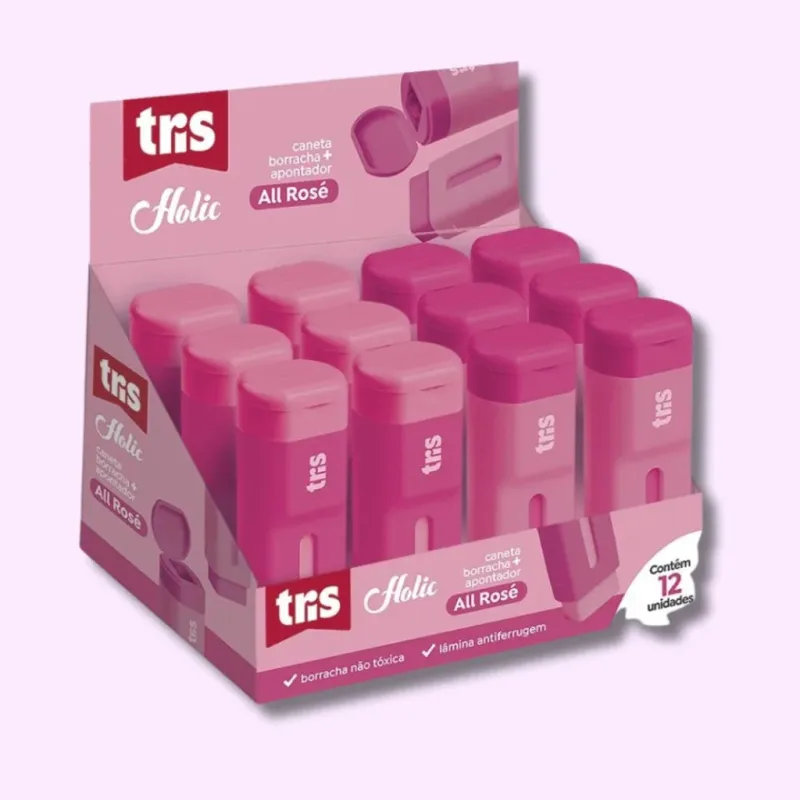 Borracha Retrátil e Apontador All Rosé - Tris