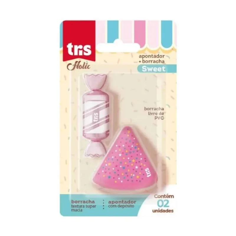 Kit Tris Apontador + Borracha Holic Sweet KIT TRIS APONTADOR+BORRACHA HOLIC SWEET