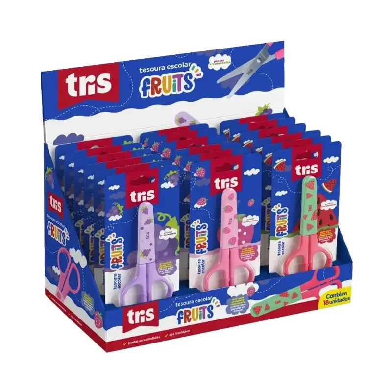 TESOURA ESC TRIS CAPA FRUITS CART 1UN