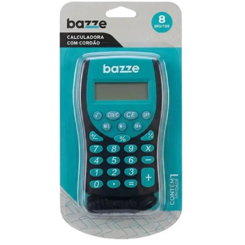 Calculadora de Bolso 8DIG. Bazze PRETO/AZ C/CORDAO