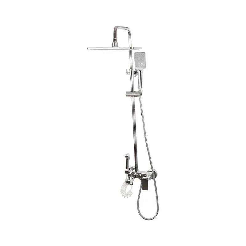 Ducha Chuveiro Premium Quadrado Modular Com Desviador Tabatinga pingoo.casa - Prata Cromado