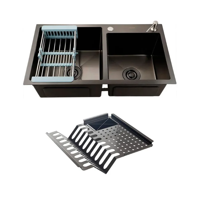 Kit Cuba Dupla Para Cozinha Gourmet com Calha Úmida Aço Inoxidável Awá pingoo.casa - Preto