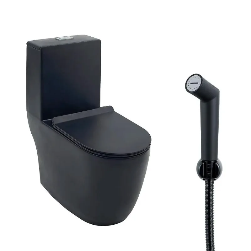 Kit Vaso Sanitário Monobloco Amazonita e Ducha Higiênica para Banheiro Apa - Preto