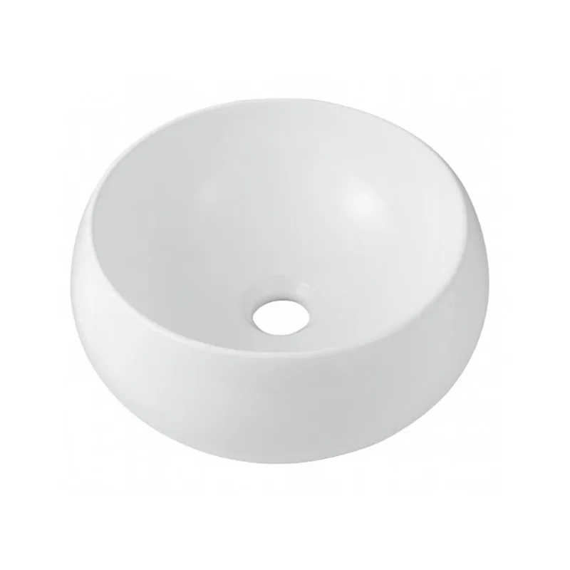 Cuba de Apoio Redonda Sem Válvula para Banheiro Louça Cerâmica 41cm Morganita Pingoo.casa - Branco