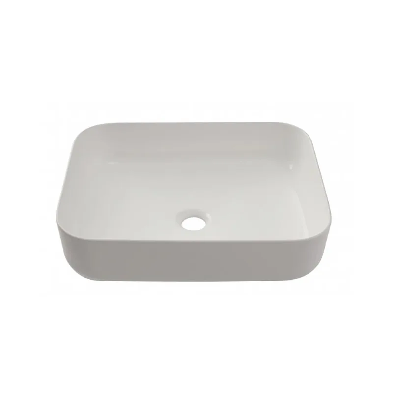 Cuba de Apoio Slim Retangular Sem Válvula para Banheiro Louça Cerâmica 50,5x39,5cm Fluorita Pingoo.casa - Branco