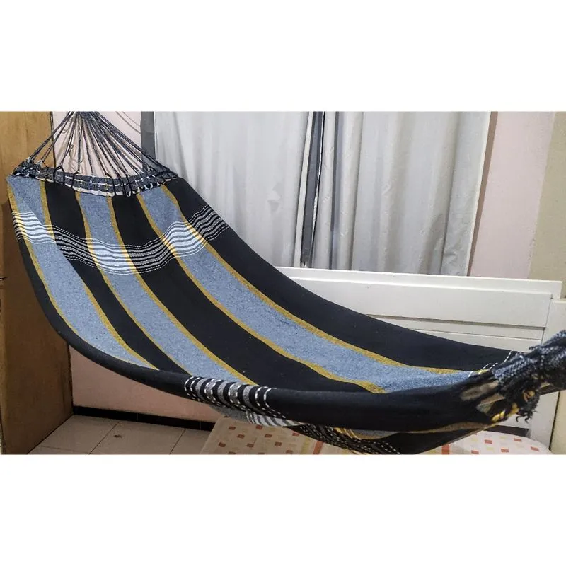 Rede De Descanso Cor Azul E Preto Grande S/ Babado Varanda