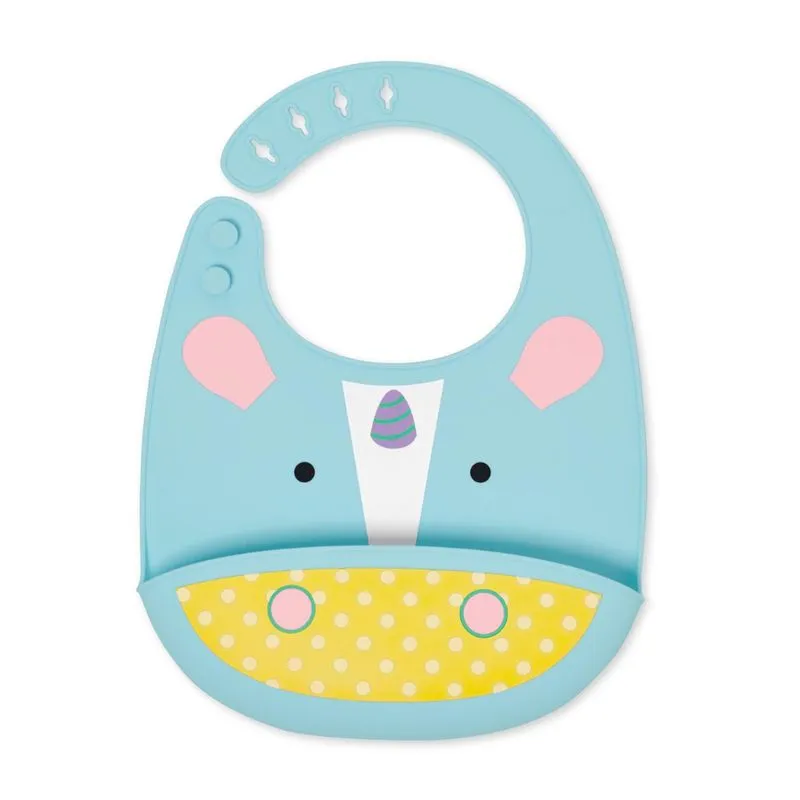 Babador Infantil Azul Estampa Unicórnio De Silicone