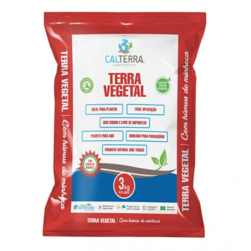 Terra Vegetal 3kg P/ Plantio 100% Natural S/ Cheiro Calterra