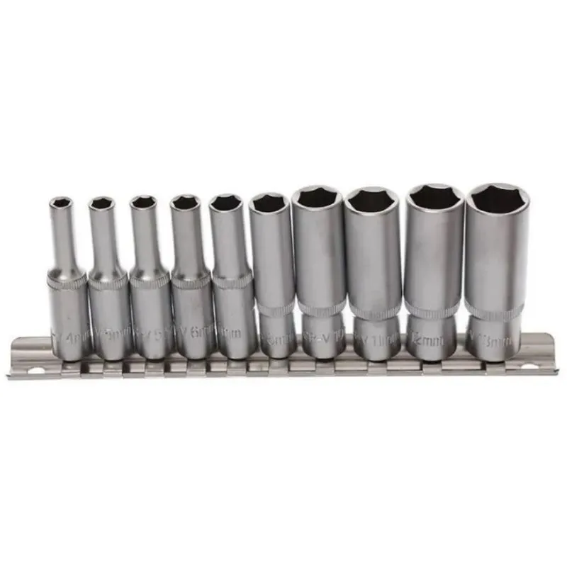10 Pçs Jogo De Soquete Longa De 1/4 Do 4 A 13mm Cr-v