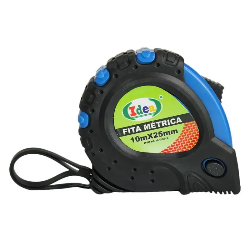 Trena Fita Métrica 10m X 25mm 3 Travas Revestimento Borracha