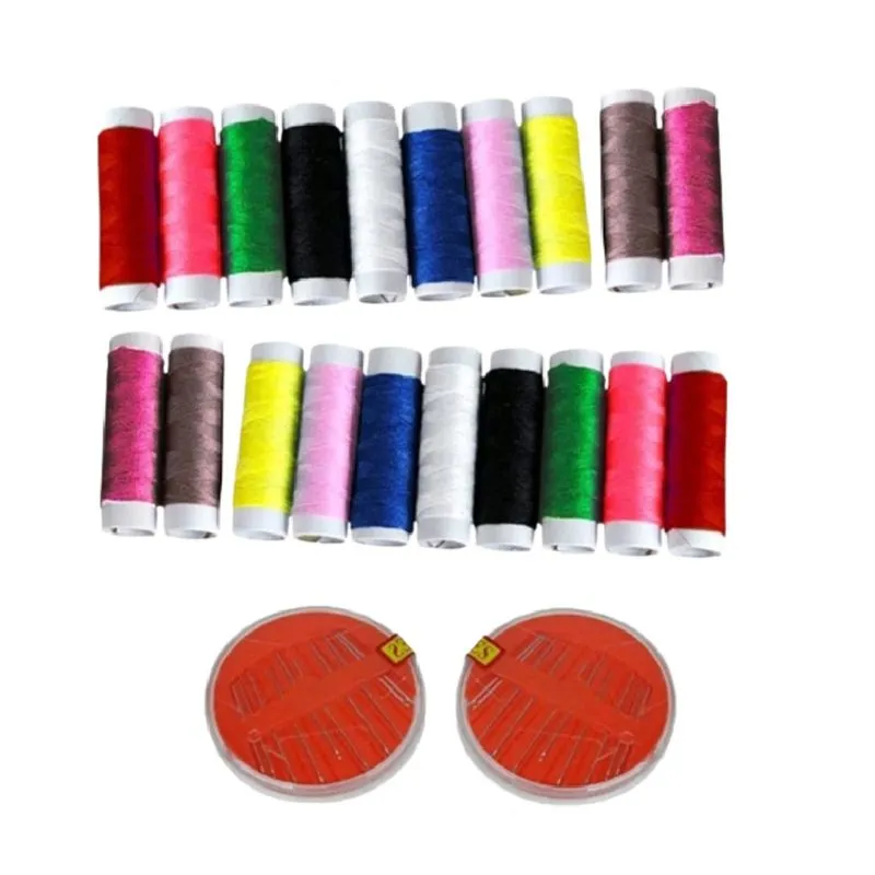 Kit 20 Agulhas E Rolinhos De Linha P/ Costura Cores Sortidas