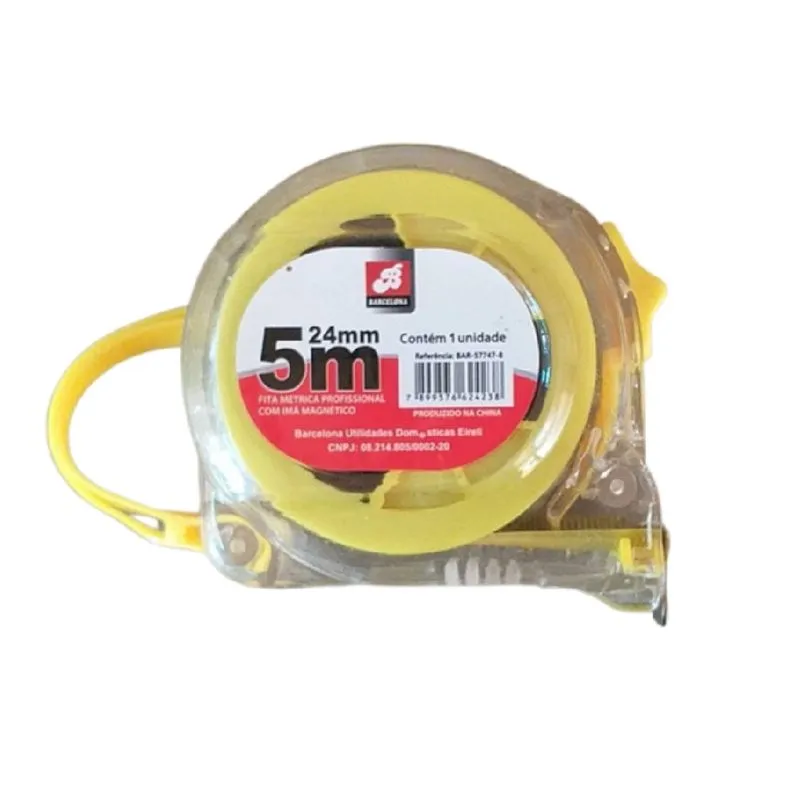 Trena Transparente 5m X 24mm Fita Amarela Trava C/ Fivela