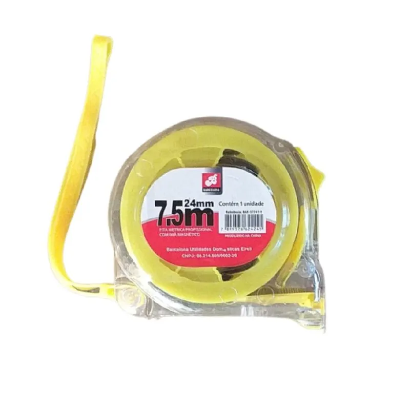 Trena Transparente 7,5m X 24mm Fita Amarela Trava C/ Fivela