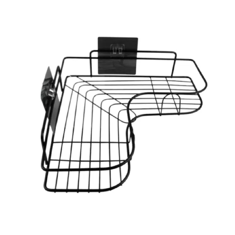 Suporte De Canto Preto Porta Shampoo Sabonete P/ Banheiro