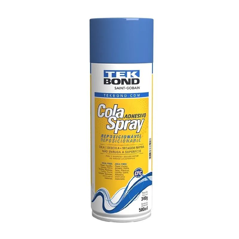 Cola Spray 500ml Reposicionável Cola Descola Rápida Tekbond