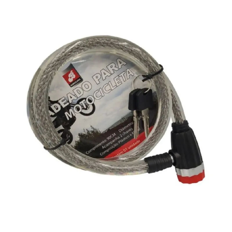 Corrente Cadeado 70cmx18mm Cor Sortida Trava Bike Moto Aço