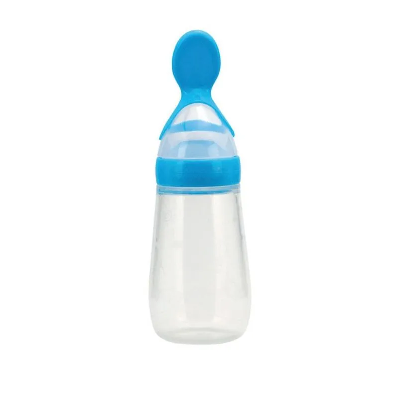 Mamadeira Colher Azul 125ml Dosadora Papinha Silicone Macio
