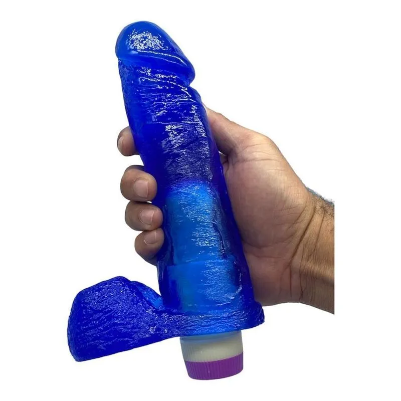 Pênis Podtest 20 X 5 Cm Com Vibrador Interno Azul