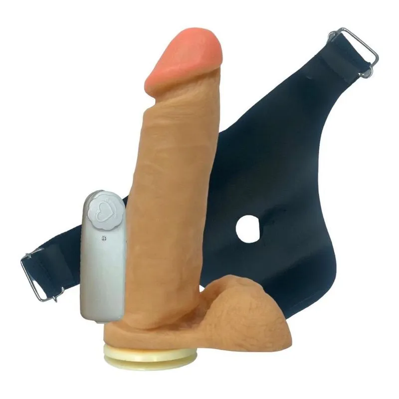 Cinta Peniana Com Prótese Vibrador Bullet 20 X 5 Cm Pele