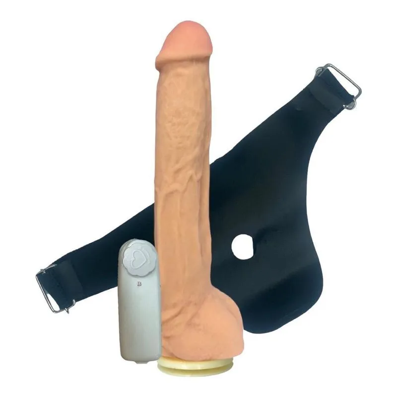 Cinta Peniana Com Prótese Com Vibrador Bullet 26,5 X 5 Cm