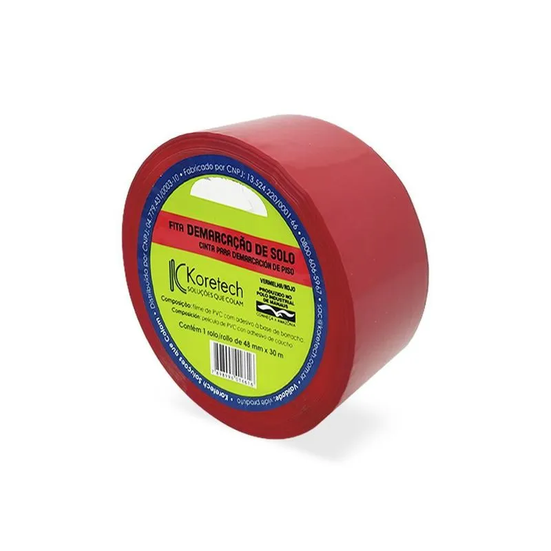 Fita Demarcação De Solo Vermelha 48mm X 30m - 3 Rolos