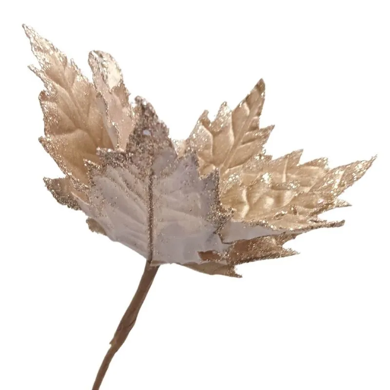 Poinsetia Decorativa Dourado 30cm