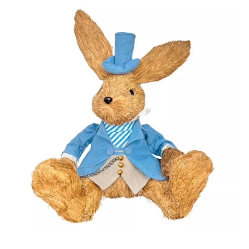 Coelho Rustico Sentado Azul 50cm