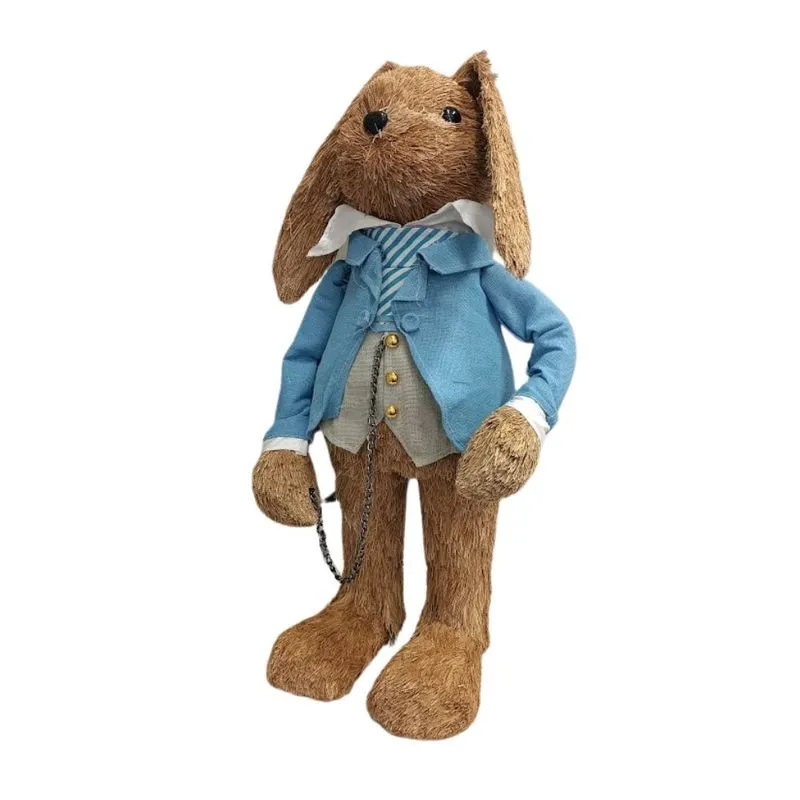 Coelho Rustico Em Pe 60cm Azul