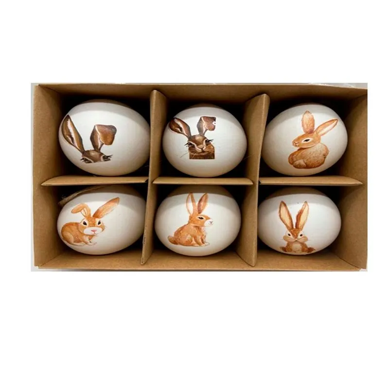 Pendente Ovos Decorado Branco/nude C/6un