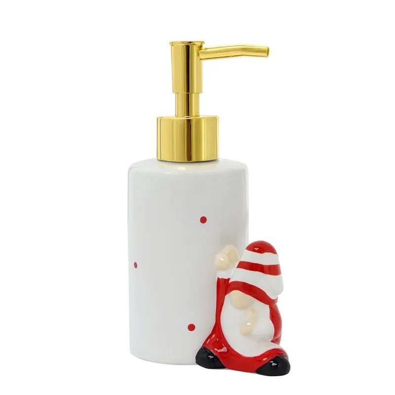 Saboneteira Natalina Dispenser Gnomo 17cm Rs1909