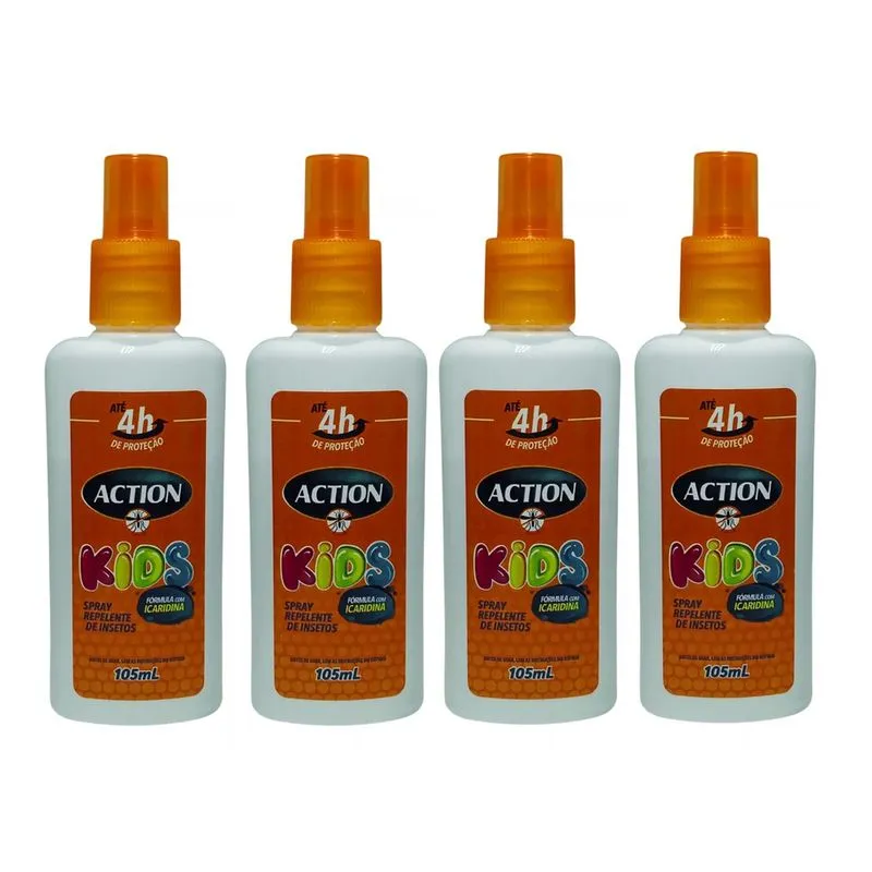Kit 4 Repelentes de Insetos Kids Icaridina 105 ml - Action
