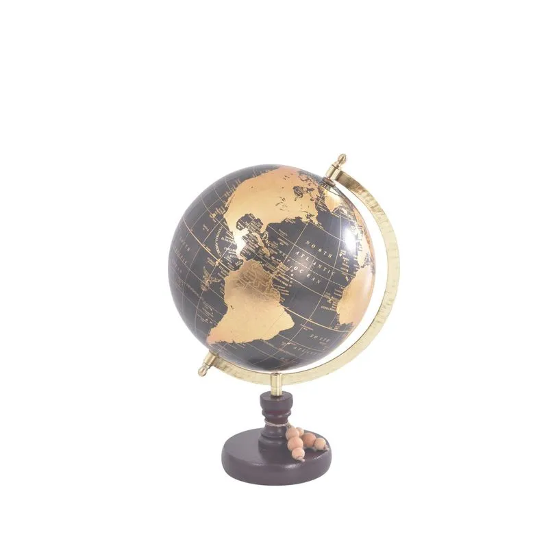 Globo Shapley Preto E Gold 20x30x20cm Pt Mai Home