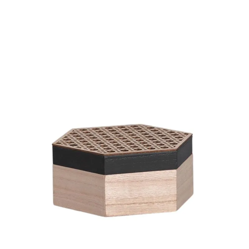 Caixa Hexagonal Bee Madeira Preto 17x7x15 Mdf - Mai Home