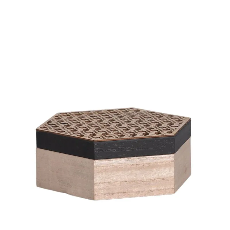 Caixa Hexagonal Bee Madeira Preto 21x7x18 Mdf - Mai Home