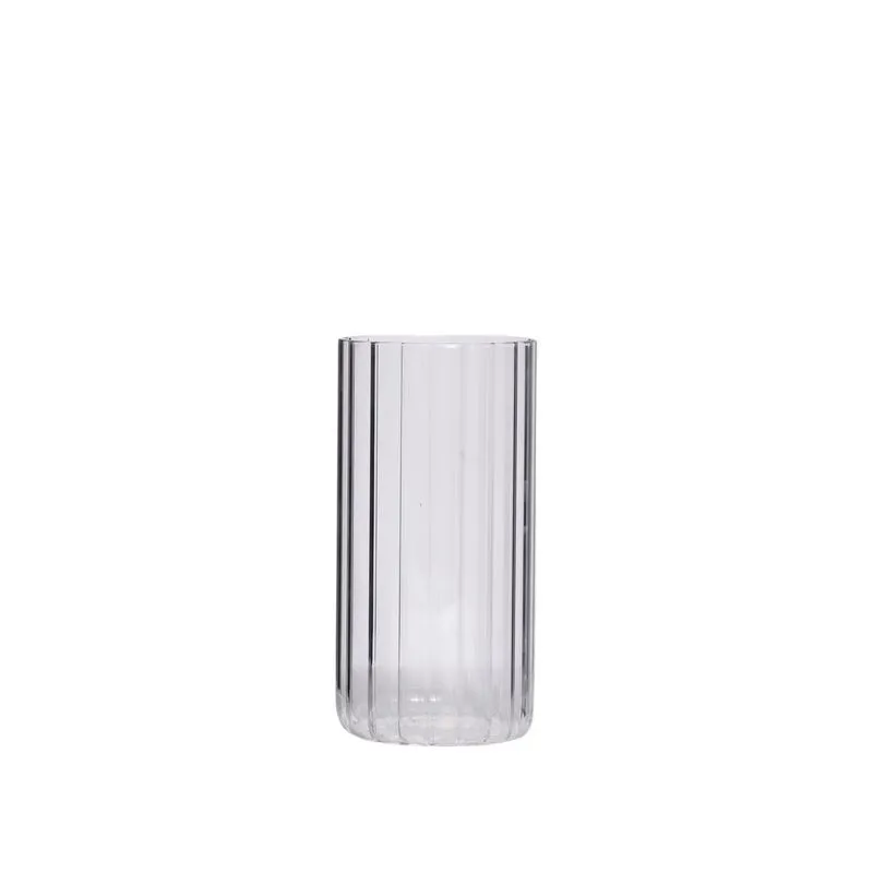 Vaso Cannelado Transparente 10x20x10 Vidro Mai Home