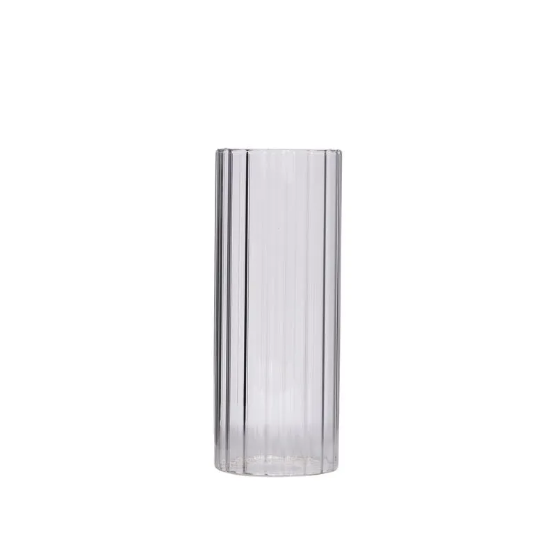 Vaso Cannelado Transparente 10x25x10 Vidro Mai Home
