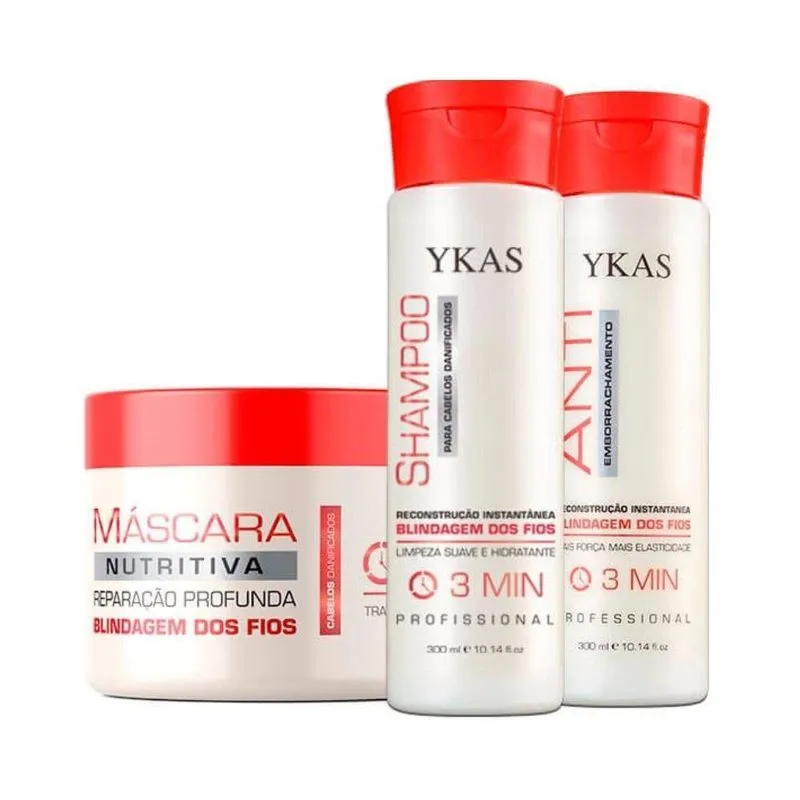 Ykas 3 Minutos Shamp+ Anti Emborrachamento 300ml+ Masc 500g