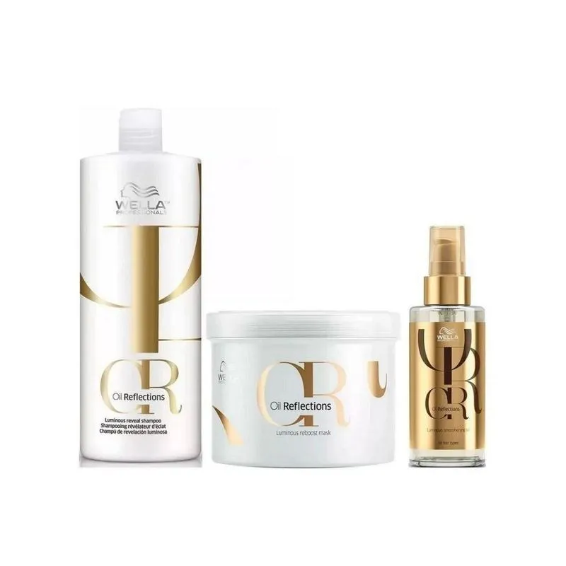 Wella Professionals - Oil Reflections Shampoo 1L + Máscara 500g + Óleo 100ml Wella Professionals - Oil Reflections Shampoo 1L + Máscara 500 G + Óleo 100ml