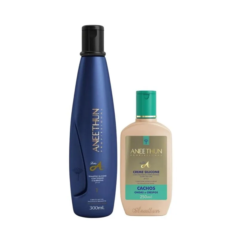 Aneethun Linha A Kit Shampoo 300ml + Creme Cachos Ondas e Crespos 250ml