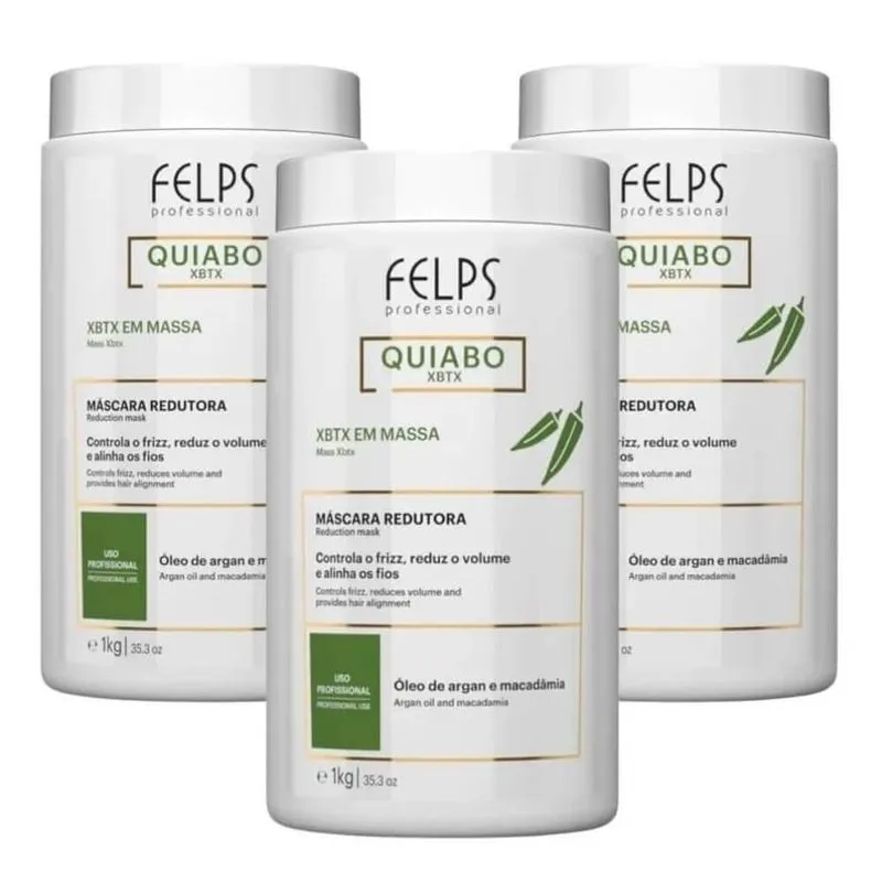 Felps Professional Quiabo XBTX Redutor de Volume em Massa ( 3 x 1 Kilo )