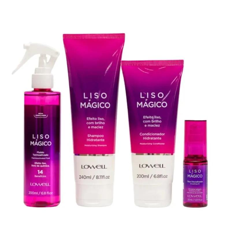 Lowell Keeping Liss Liso Mágico Shampoo + Condicionador + Termoativo + Óleo Capilar
