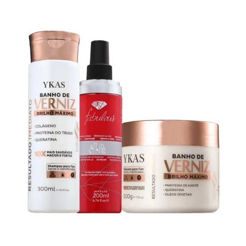 Ykas Verniz Shamp 300ml + Máscara 500g + All In One 250ml