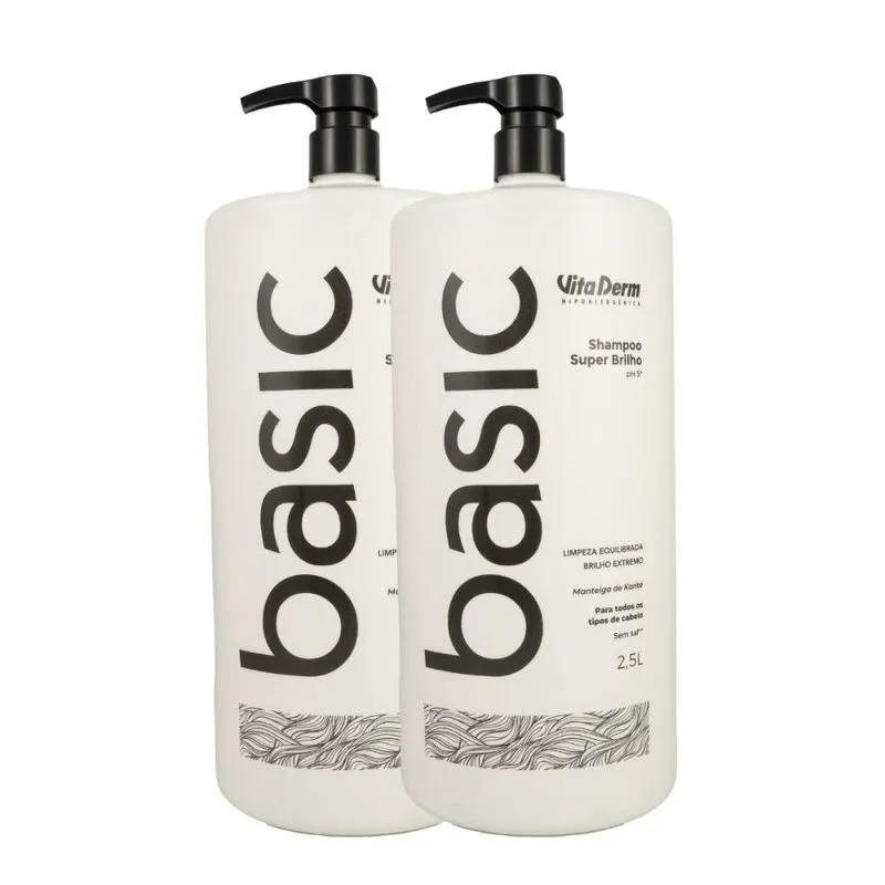 Kit Vita Derm Basic Super Brilho 2 Shampoo 2,5L
