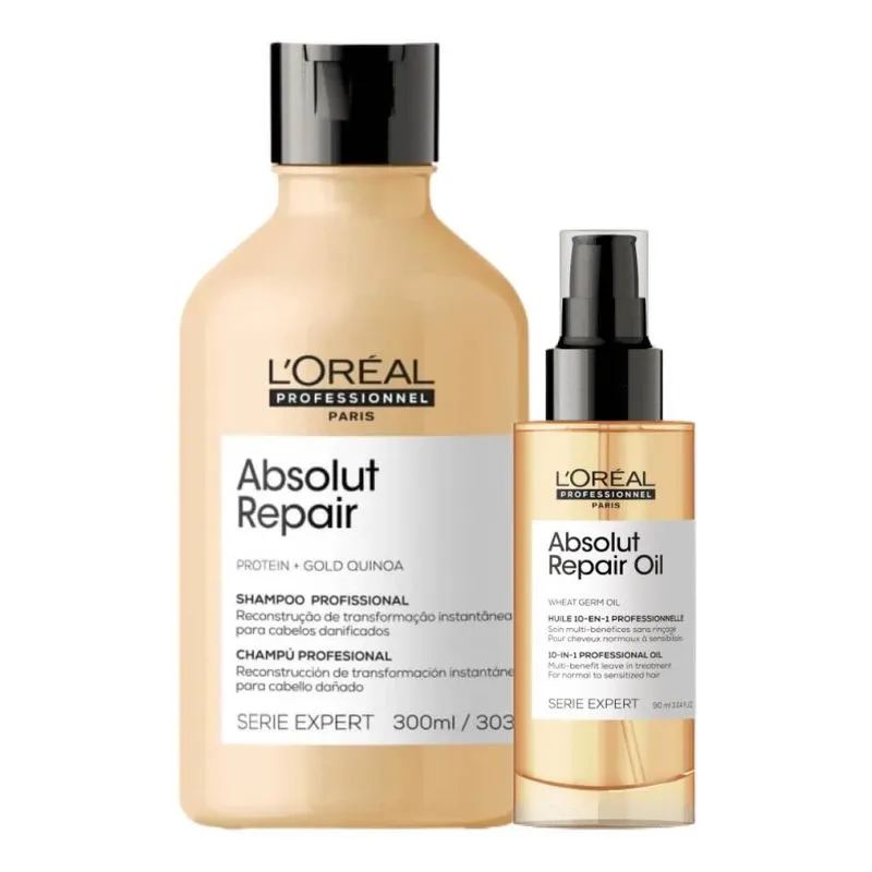 L'Oréal Absolut Repair Shampoo 300ml e Óleo Reparador 90ml