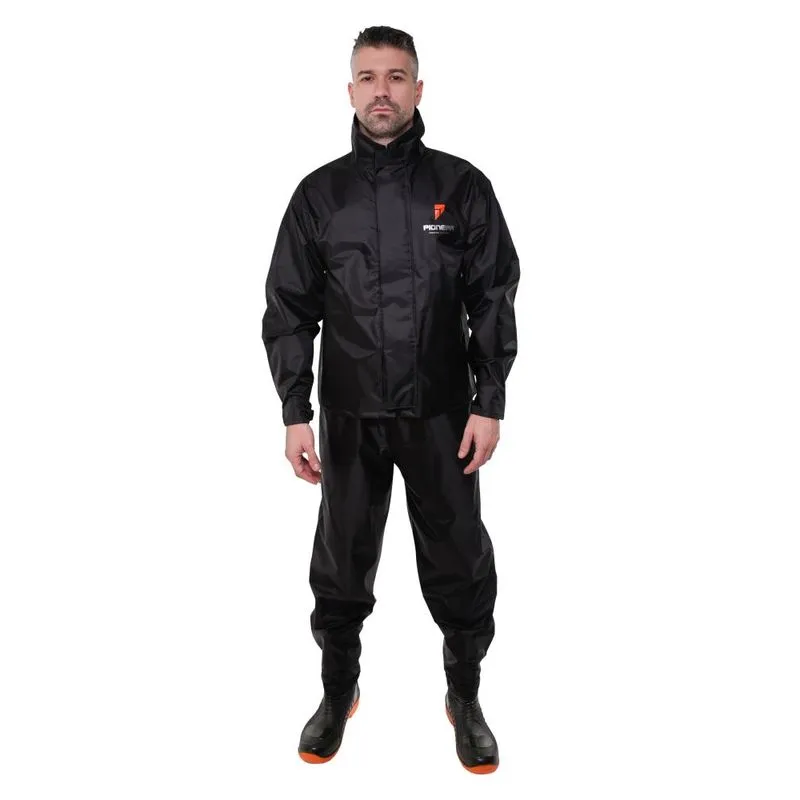Conjunto Capa De Chuva Nylon Pioneira Urban Moto Motoqueiro - Preto - Xg