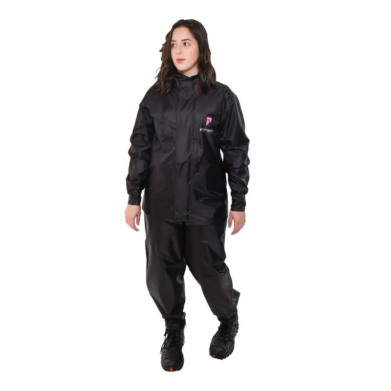 Conjunto Feminino Capa De Chuva Em Nylon Pioneira Urban Moto - Preto - Xg
