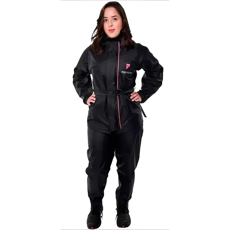 Capa Chuva Pioneira Nylon Storm Feminina Preto Rosa P