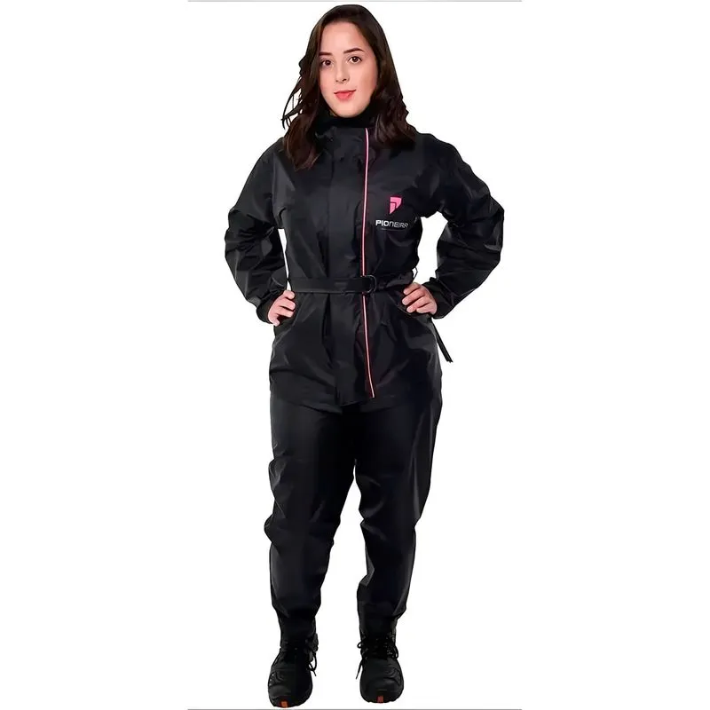 Capa Chuva Pioneira Nylon Storm Feminina Preto Rosa GG