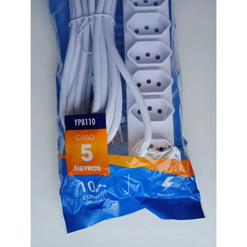 Extensão In-tech 5 Metros 6 Tomadas Filtro De Linha Bivolt