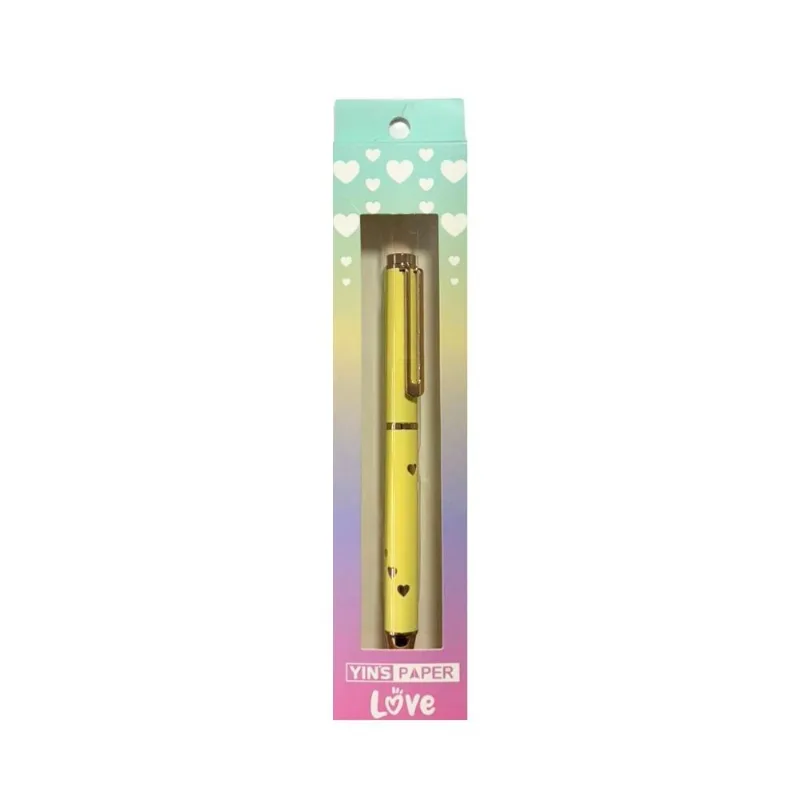 Caneta Esferográfica Yins Brasil Love Yins Paper Ponta 1.0 mm com Tinta Azul de Secagem Rápida Azul